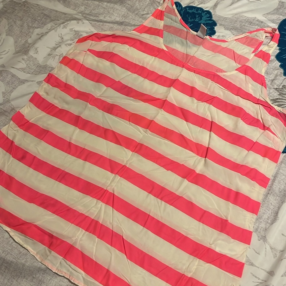 Old Navy Pink and White Striped Tank Top Size XL - Picture 3 of 9